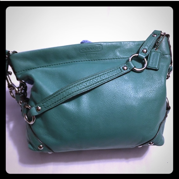 Coach Carly Jade green pebbled leather hobo bag - Picture 7 of 8